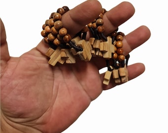 Small finger rosary made from olive wood in holy land 10 beads traveling rosary 1 decades rosary