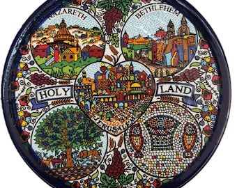 Holy Land Ceramic plate hand made in Old city Jerusalem size 20cm Bethlehem...