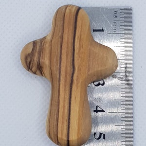 10 comfort cross real olive wood hand pocket cross hand made in Bethlehem with a hole from up to hang it as neckless nice blessing gift image 2