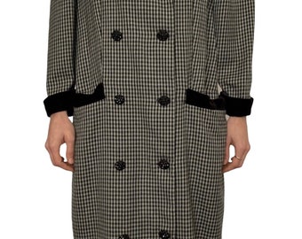 Awesome ‘Heather’s’ style full length double breasted houndstooth coats with velvet accent at collar, cuffs and pockets..size 8-12.