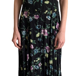 Vintage 1990’s black/floral button down, fit & flare maxi dress. Size 10AU.