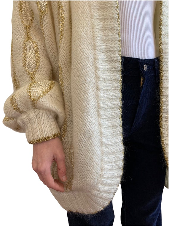 Vintage 1980’s slouchy oversize cream and gold mo… - image 4