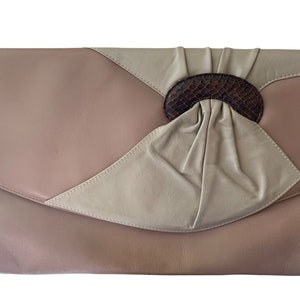 Große Vintage 1980er Jahre Leder & Schlangenleder Clutch.