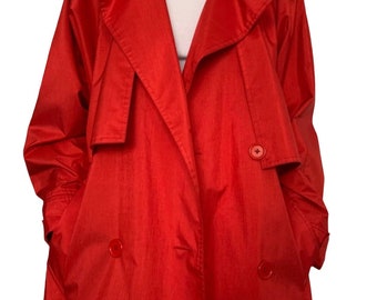 Awesome vintage 70’s fire engine red Trench coat. Size 8-10.