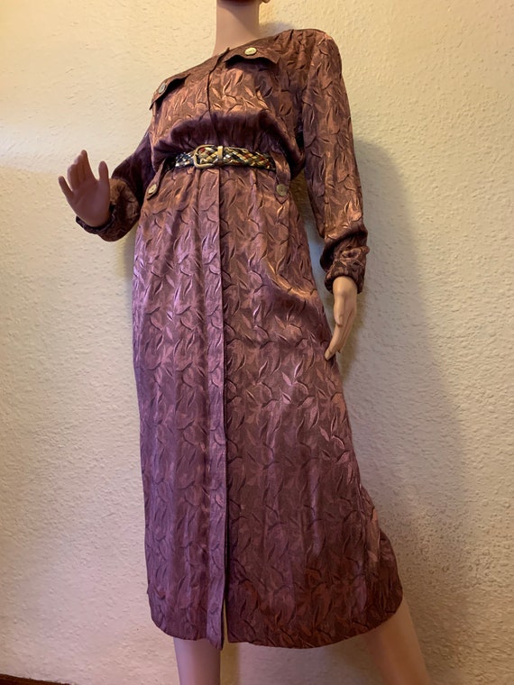Genuine Vintage 80s Dusty Pink Jacquard Satin Dres