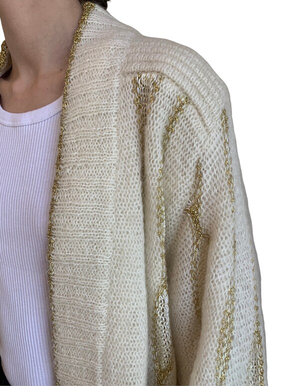 Vintage 1980’s slouchy oversize cream and gold mo… - image 3