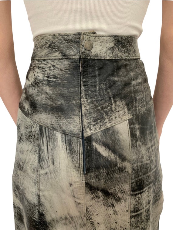 Vintage 1980’s acid wash leather high waist skirt… - image 5