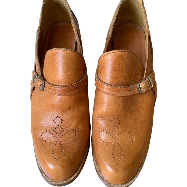 Vintage 1970’s Bohemian ‘Carioca’ Cuban heel below the ankle booties/shoes. Size 7-7.5 AU