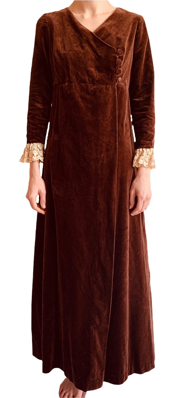 Stunning Vintage 1960/70's Chocolate Brown Velvet Wrap Front Dress. Size  6-7 AU. - Etsy