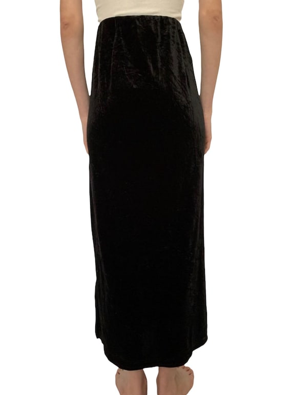 Vintage 1990’s black crushed velvet ankle length … - image 3