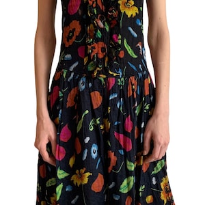 Vestido vintage de algodón floral de los años 90. Talla 9-10 UA.