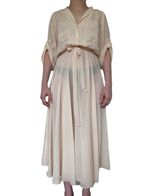 Vintage 1970's Cream Chiffon Evening/party Dress. Size 8-9 AU - Etsy