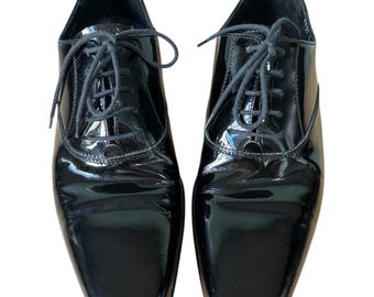 Vintage Black Patent Leather Oxford Shoes for Men Size 10  display picture 2
