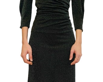 Vintage 1970’s ‘MrK’ black and silver thread Party dress. Size 8/10.