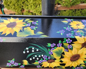 Hand Painted Mailboxes Beautiful Sunflowers, Lilly of the Valley, purple flowers,  House Mount, housewarming gift, flowers. Personalize it!