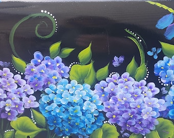 LARGE Custom Mailbox iris violets lavender, snow drops on black mailbox wedding gift address bluebirds, f cardinal