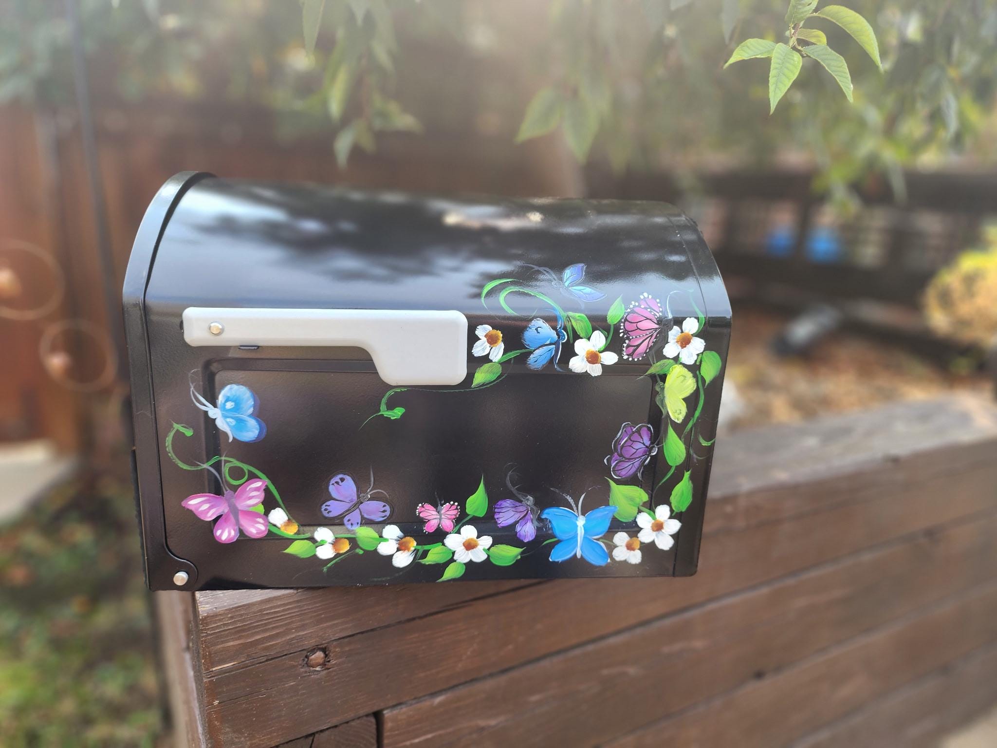 Extra Large Hand Painted Mailboxes Colorful Butterflies & Daisies ...