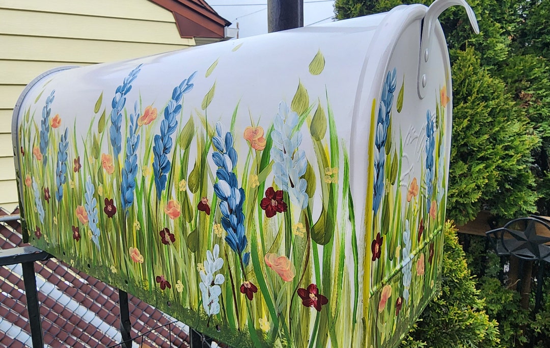 LARGE Hand Painted Mailbox Wildflowers and Grasses. Custom Mailboxes ...