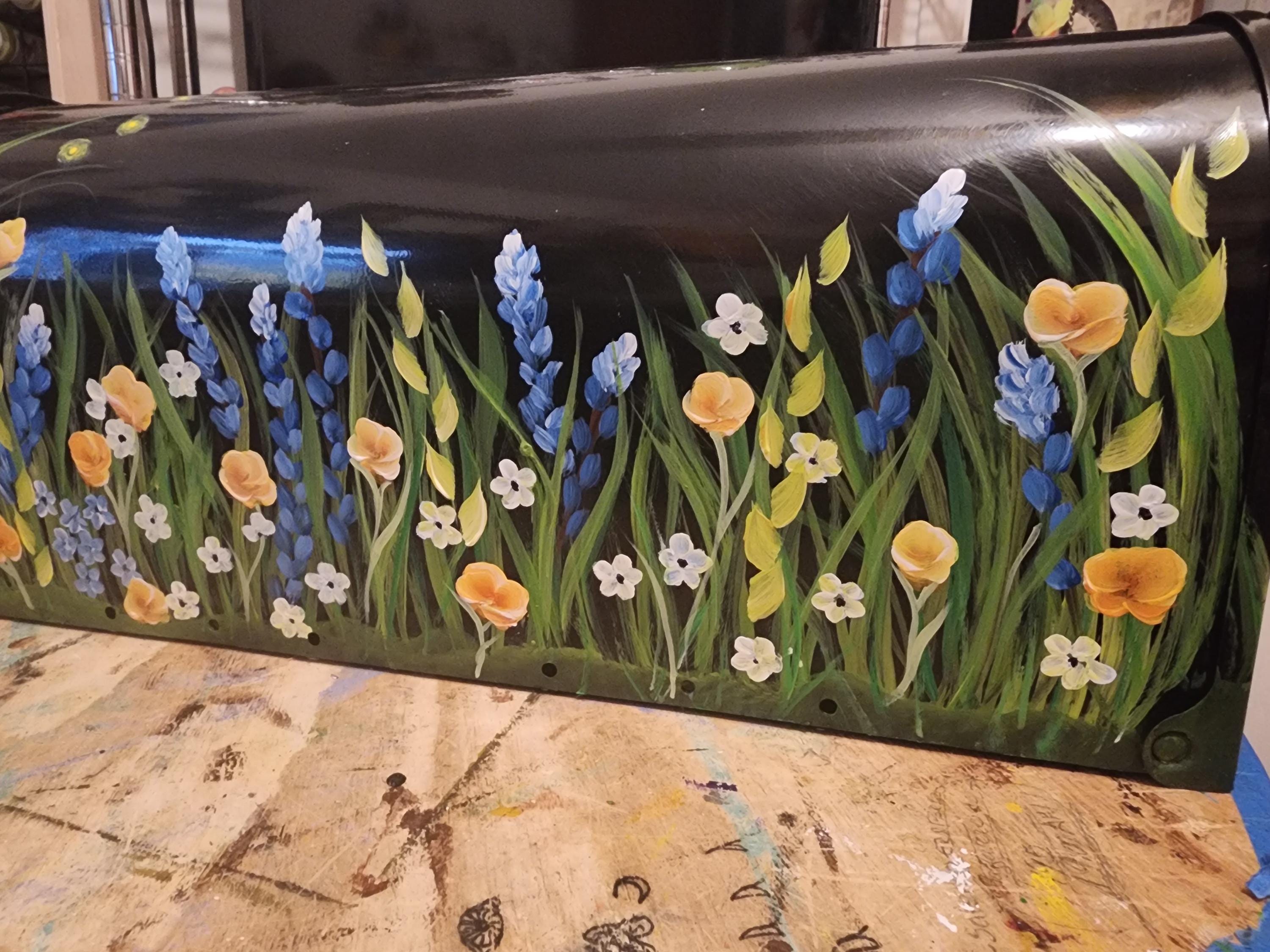 LARGE - Hand Painted Mailbox Wildflowers and Grasses. Custom Mailboxes ...