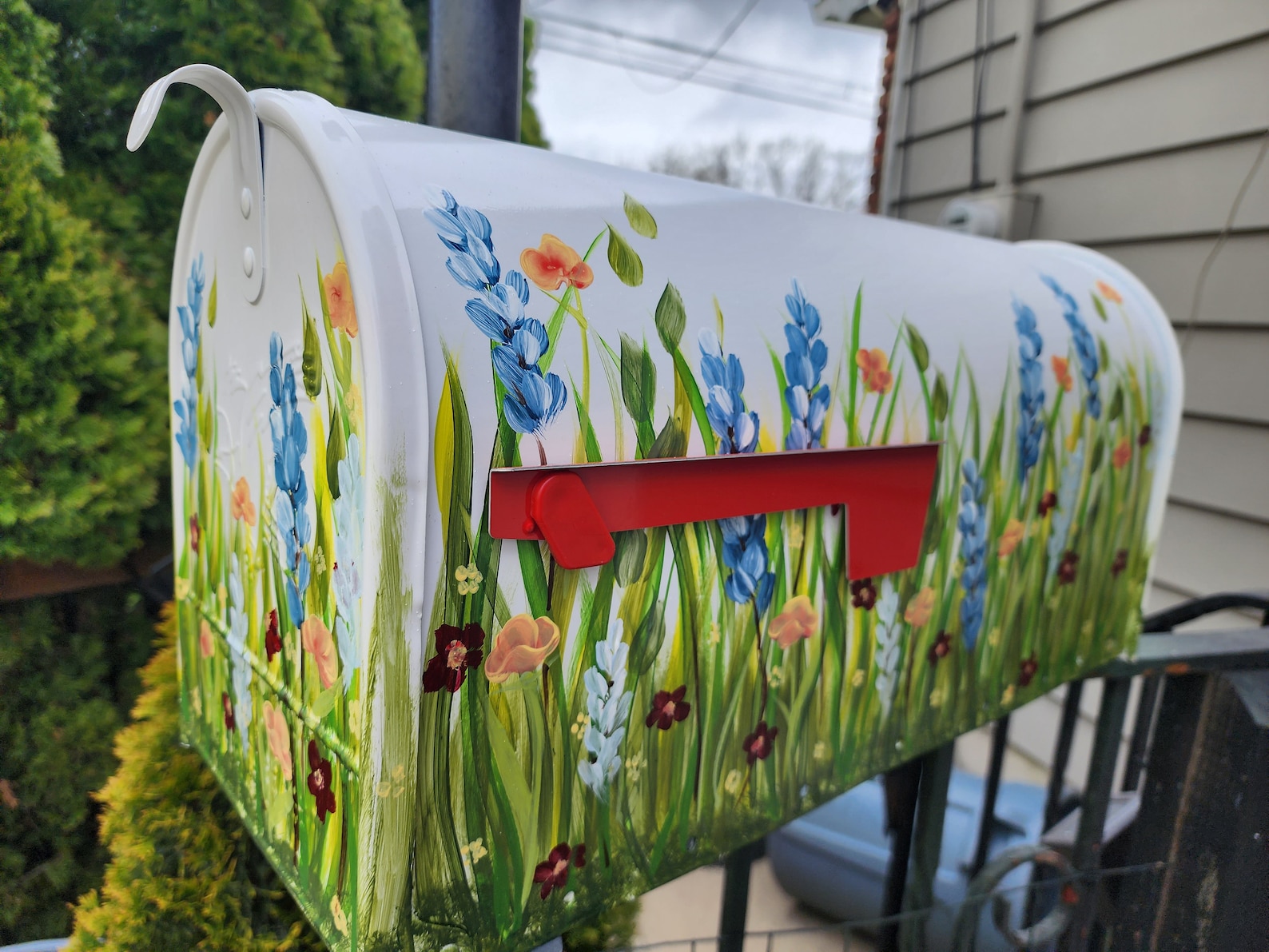 LARGE Hand Painted Mailbox Wildflowers and Grasses. Custom Mailboxes ...