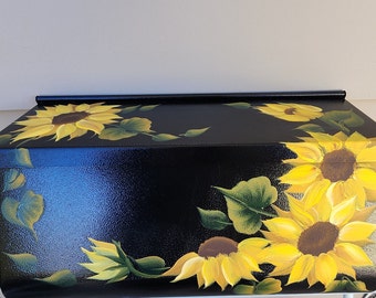 Hand Painted Mailboxes Beautiful NEW design Simply Sunflowers with green leaves. Housewarming gift Sunflower Mailbox add bees or butterflies