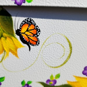 Hand Painted Mailboxes Beautiful Sunflowers, Butterflies & purple flowers, wildflowers, wall or house mount. Add your house number for free!