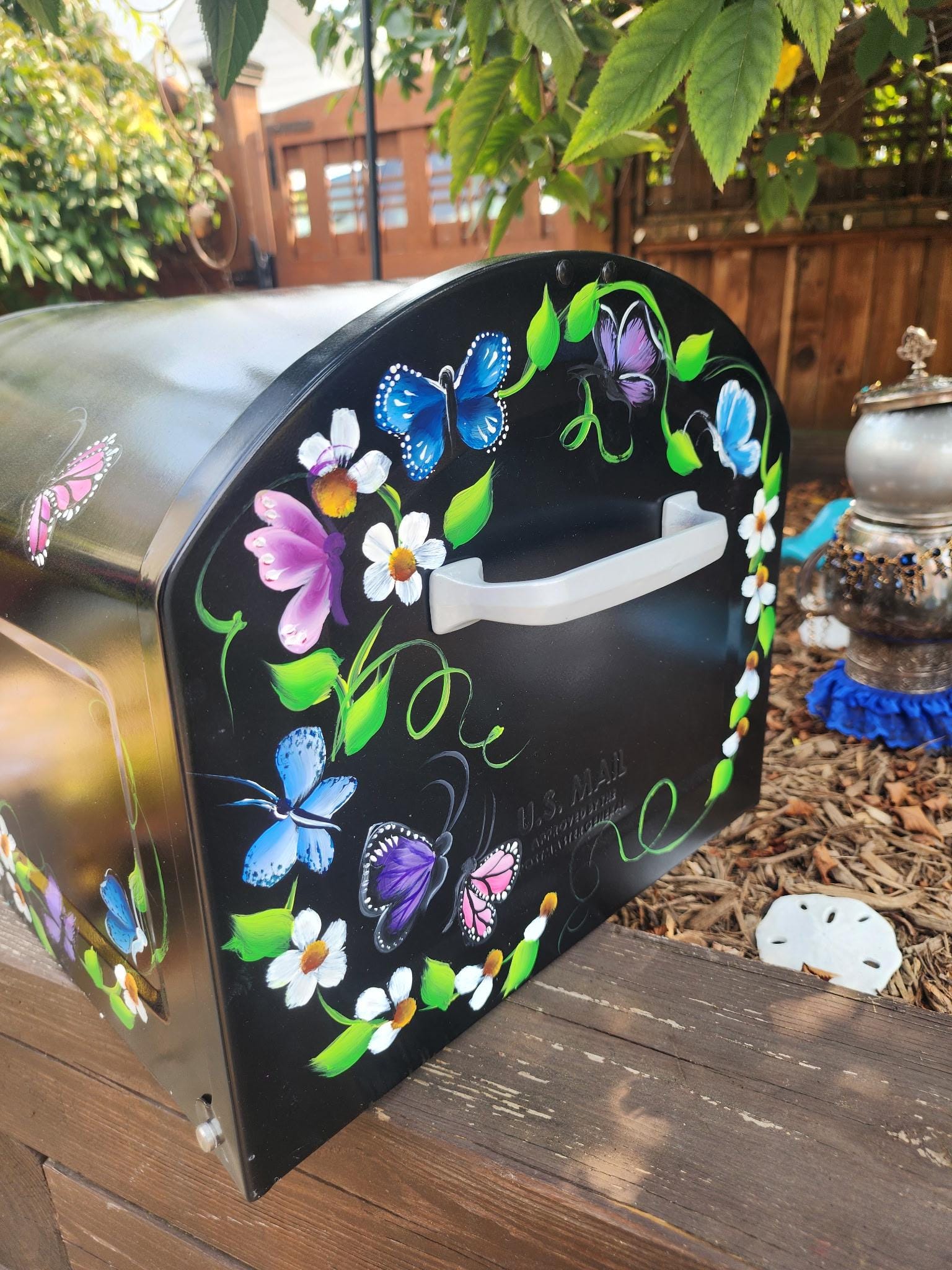 Extra Large Hand Painted Mailboxes Colorful Butterflies & Daisies ...