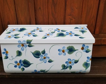 Hand Painted Mailboxes Blue Daisies House mount, wall mount, housewarming gift, flowers.