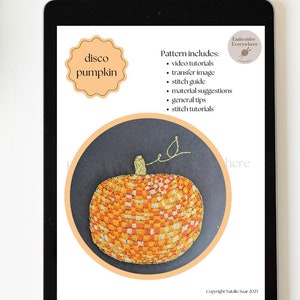 Disco Embroidery Pattern for Beginners | Modern Embroidery Pattern | Pumpkin Embroidery Pattern Embroidery Tutorial