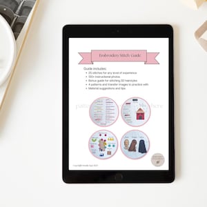 Embroidery Stitch Guide: 25 Stitches, 4 Patterns (PDF Pattern)