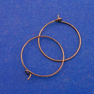 25 pcs -Antique Copper Hoop Earrings, Round Hoop Earring Blanks, Copper Wine Glass Charms, 24mm (about  1")- AC-B0102668