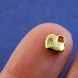 20 pieces -Tiny Heart Charms, 8mm Gold Plated Heart, Heart of Gold, Valentine's Day Charms, 8mm x 8mm- GP-B0247957