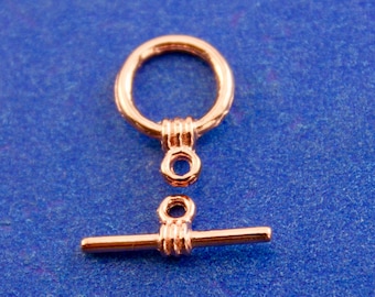 10 sets -Rose Gold Toggle Clasps, Simple Round Toggle Clasp, Circle Ring and Bar Clasp,  17mm x 6mm and 15mm x 11mm- RGP-B0105860