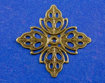 10 Stück -Filigrane Blumen Stempel, Antike Messing Filigran Stempel, Antike Bronze Filigran Stempel, Stein Verpackung, 26mm x 26mm- AB-B66079