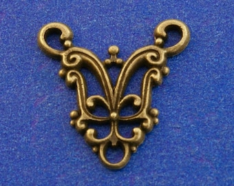 10 pieces  -Antique Bronze 3 Way Connectors, Antique Brass Flower Shape Link 3 Holes, Filigree Connector Link, 21mm x 21mm x 21mm- AB-B30657