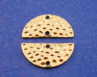 May include: Two gold-toned metal half-circle shapes with a hammered texture and two holes each.