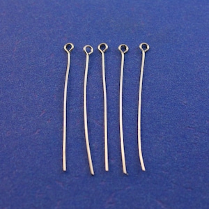100 pcs -Silver Tone Eye Pins 4.5cm (1-3/4&quot;) long, Silver Eye Pins, Dull Silver Eye Pins, Eyepins, 4.5cm (1-3/4&quot;) long, 21 gauge- AS-B00656