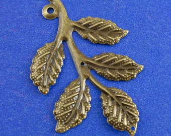 4 pcs  antique copper leaf branch 51x38mm