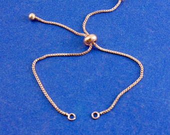 1 or 2 pcs -Rose Gold Plate Round Adjustable Slider Extender Chain For Jewelry Necklace Bracelet, 11cm (4-3/8") long- RGP-B0101215