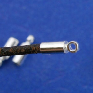 20 pcs -Silver Plated Copper Cord End Caps with Loop  (Fits 2.5mm Cord) 9mm (3/8&quot;) x 3mm (1/8&quot;)- SP-B0086001
