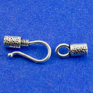 10 sets -Antique Silver Bracelet Hook Clasp Cord End, Fits 3mm Dia. (1/8") Cord, 18mm x9mm (3/4" x 3/8") 12mm x6mm (1/2" x 1/4")- AS-B71985