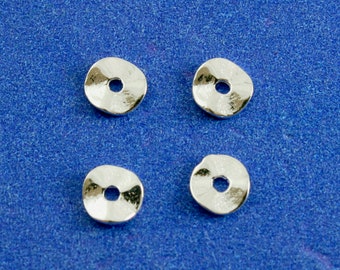 25 pcs -Silver Plated Round Wavy Spacer Beads, 6mm (1/4") Dia, Hole: 1.5mm-  SP-B0083746