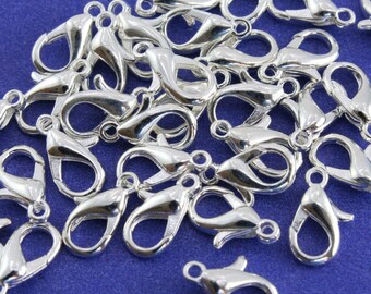 25, 50 or 100 pcs -Sliver Plate Clasp, 12mm Lobster Clasp, Silver Clasp Lobster Clasp, Sliver Clasp -SP-B00841