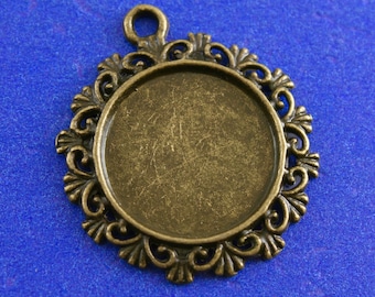 1, 5 eller 10 st - Ramkameo-infattningar i antik brons, 34 x 30 mm (passar 20 x 20 mm) - AB-B12687-8S