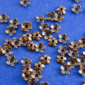 100 pcs -6mm Beads Caps Flower Antique Copper, 6mm (1/4") x 6mm (1/4"), Fit Beads Size: 6mm Dia- CP-B0092978