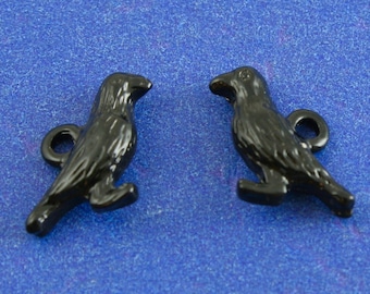 5 pcs -Black Crow Bird Black Enamel 3D Charms, 16mm (5/8") x 10mm (3/8")- BlkEnam-B77669