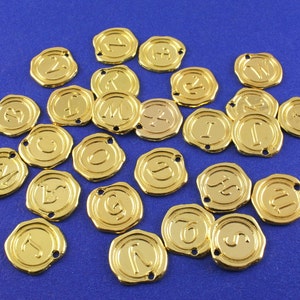 1 pcs -Gold Wax Stamp Alphabet Charms, Initial Charm, Letter Charm, Initial Pendant, Letter Pendant, Alphabet Pendant