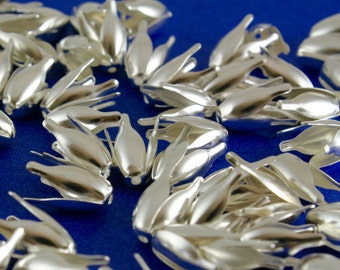 20 pcs -Silver Petal Beadcap, Silver Bead Cap, 13mm x 8mm, Silver Plate Beadcap fits 10mm Bead- SP-B16402-8S