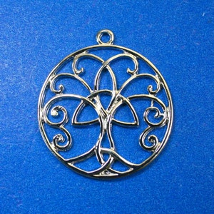 4 pieces -Silver Tree of Life Pendants, Silver Plated Celtic Knot Charm, Tree of Life Pendants, 43mm x 39mm, Hole: 2.5mm- GP-B738931