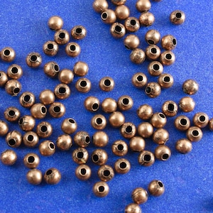 100 pcs -4mm Antique Copper Spacer Beads, Round Spacer Beads, 4mm (1/8&quot;) Dia, Hole: 1.3mm- AC-B12574